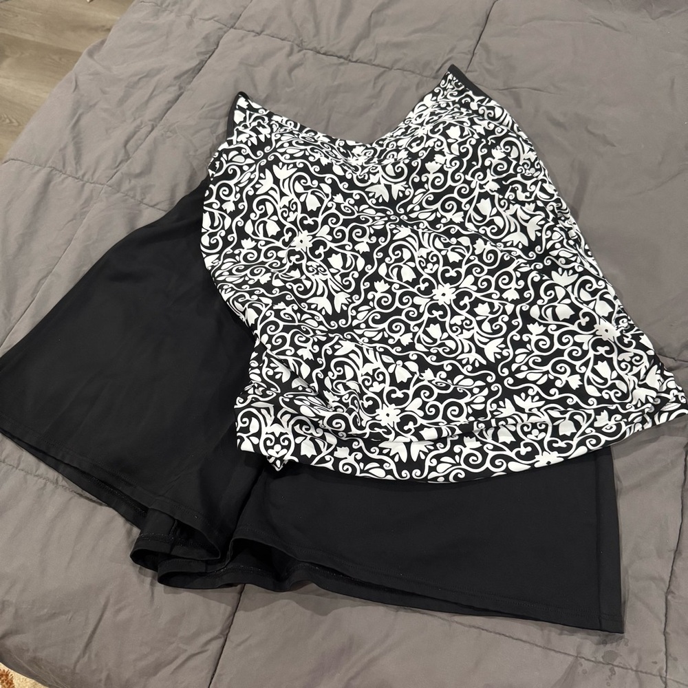 “Caribbean Joe” & “Tropical Escape” self pieced together swim set Sz 12